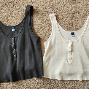 Two Waffle Knit Crop Top Tank Tops